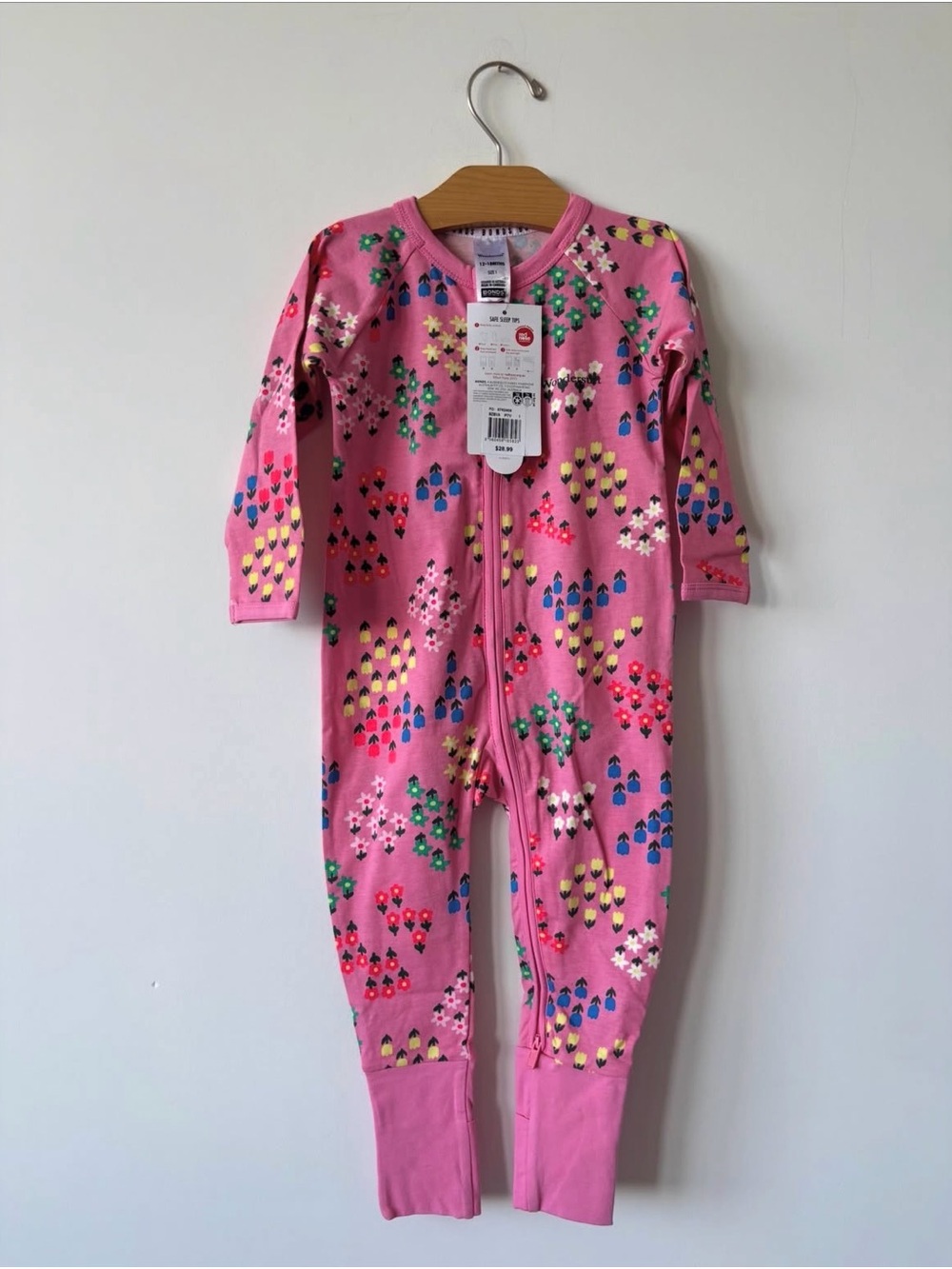 Bonds Pink Floral Cluster Zip-Front One-Piece
